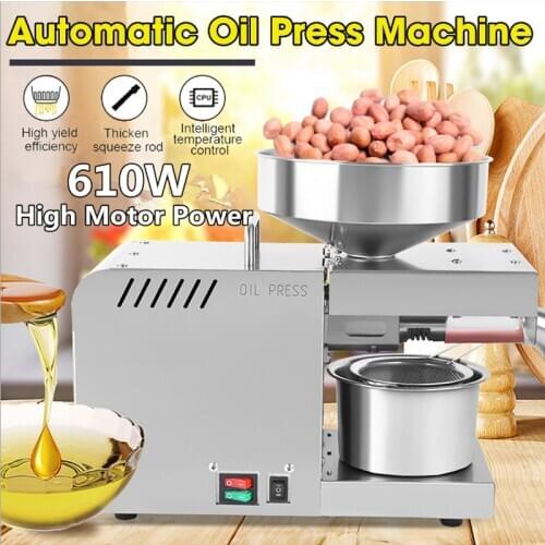 X5 220V/110V Smart Oil Press Hot and Cold Oil Press for Extracting Pine Nuts Cocoa Beans Olive Small Peanut Flax Seed Walnut