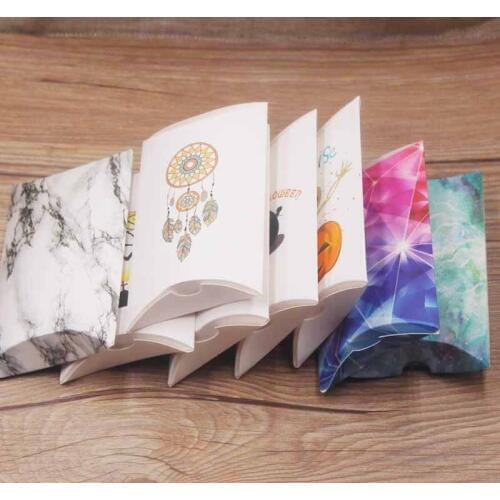 Vintag kraft pillow box for chocolate candy cookie new wedding party baby shower large paper pillow gift packaging boxes