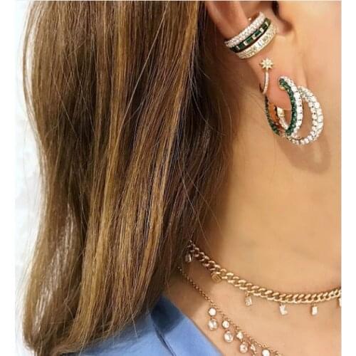 Heart and arrow Cubic zirconia hip hop bling iced out cz hoop earring for women top quality