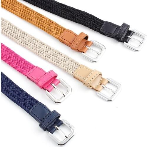 Womens pin buckle woven thin belt 2cm waist band for dress jeans fashion wild Solid color p62