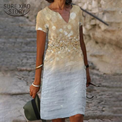 2021 Summer Print Dress For Women Flare Short Sleeve Midi Women Dresses Vestidos Chiffon Party Dresses Female Dress Purple 8946