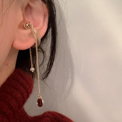 Gold Long Chain Magnet Earcuff Korean Fake Piercing Non Pierced Clip on Earrings for Women Girls Gifts Magnetic Ear Cuff Jewelry