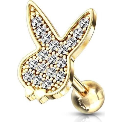 1PC Cz Tragus Cartilage Stainless Steel Rabbit Ear Stud Earrings Tragus Helix Piercing Jewelry Gift