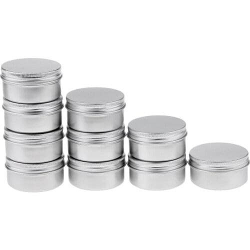 10pcs 80G Refillable Silver Round Empty Aluminum Metal Tin Mini Jar