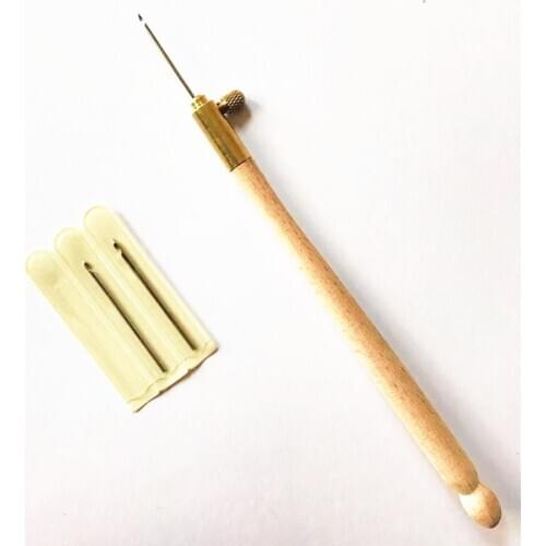 2020 French Crochet Wooden Handle Metal With 3 Needles Embroidery Beading Hoop DIY Sweater Tool Set Craft Sewing Crochet Hook