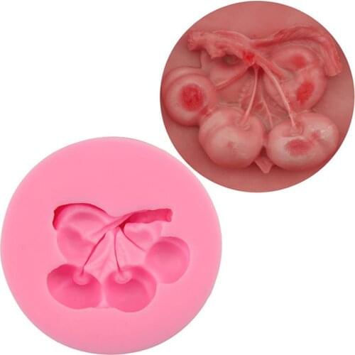 3D Cherry Shaped Silicone Mold Non-Stick Fruit Fondant Mold Silicone Mold Cake Mold for Baking Cake Decorating Tools