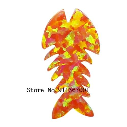 50pcs Lab Create opal fish bone shape pendant drilled hole opal pendant for necklace size 9*17mm