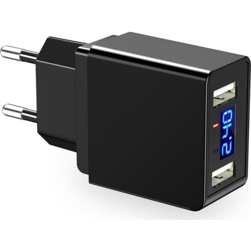 Fast USB Charger for iPhone Samsung Xiaomi LED Display 5V 2.4A Dual USB Port Charger Mobile Phone Charging EU/US plug Adapter