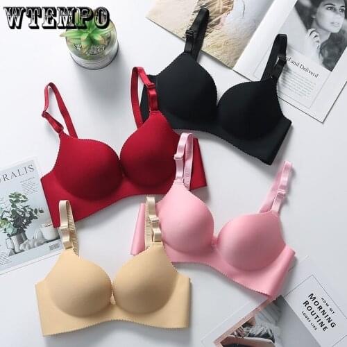 Teen Girl Bras Small Cup Push Up Bra Seamless Underwear Wireless Soft Brassiere Gathered Sexy Schoolgirl Bralette Lingerie Women