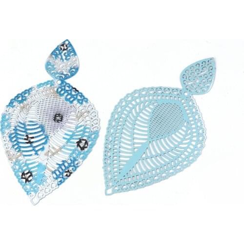 DoreenBeads Copper Enamel Painting Pendants Oval Drop Fan-shaped Heart Multicolor Blue Multistyles Charms DIY Findings, 5 PCs