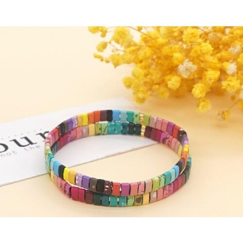 Go2boho 2021 Hematite Stone Bracelets Enamelled Beaded Tila Bracelet For Women Native Style Pulsera Femme Enamel Jewelry