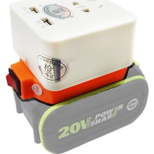60W Power Inverter Modified Sine Wave DC to AC 220V USB Charger For Worx 18V 20V Li-ion Battery WA3593 WA3595 WA3596 WA3016