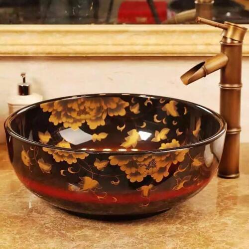 Chinese bathroom art ceramic porcelain hand wash face basin sink