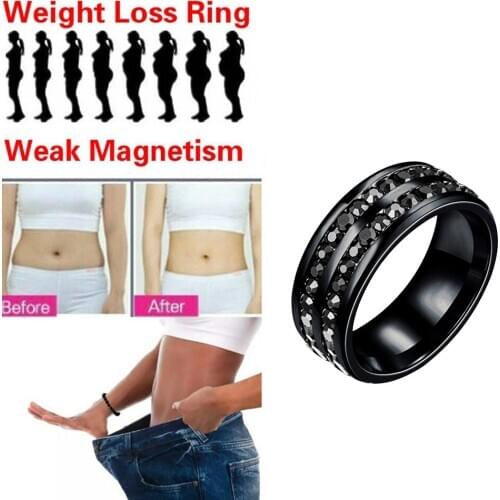 Women Men Magnetic Rhinestone Weight Loss Ring Slimming Health Care Rings Fitness Reduce Weight Ring