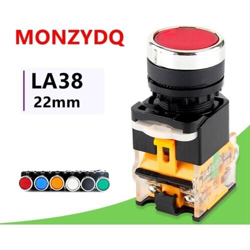 MONZYDQ 1PCS LA38-11D/11DS push Button Switch On/Off Momentary/Latching pushbutton 22mm/momentary spring return