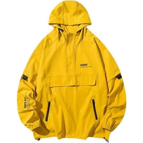 2021 Cargo Jacket Men Hooded Solid Loose Oversized Outwear Autumn Spring Streetwear Harajuku Unisex Bomber Windbreakers Jacket