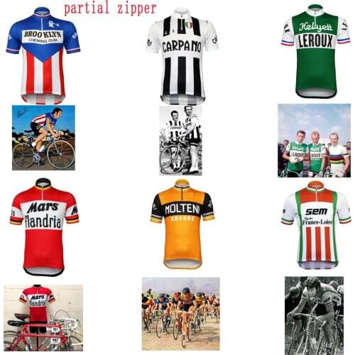 Classic Cycling Jersey partial zipper men shirt sleeve Summer breathable Half zipper Bicycle wear retro jersey ropa Ciclismo