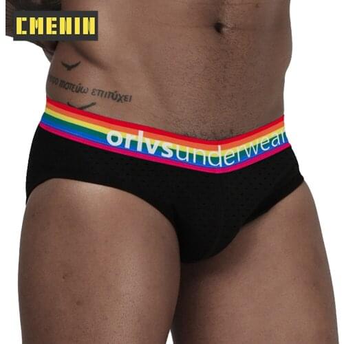 CMENIN ORLVS Underwear Mens Underwear Rainbow Stripes Mens Sexy Mesh Underwear OR508