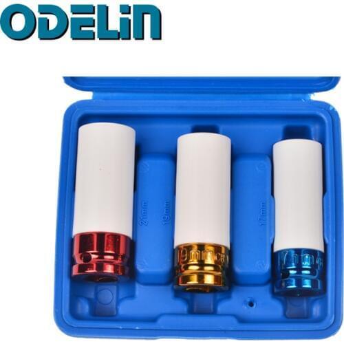 3Pc 1/2" Dr. Deep Air Impact Wheel Nut protector socket set 17 19 21