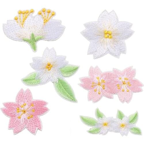 Pink Cherry Blossoms Plum Flower Patch Iron on Applique Floral Patch for Clothes Fabric Iron to Stick DIY Coat Jeans Accessories