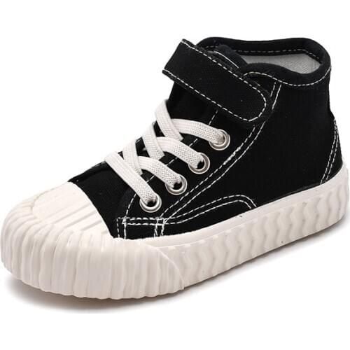 New Children Canvas Sport Shoes Girls Boy Kids Sneakers Rubber Outsole High-top Casual Baby Running Shoes Solid Color Sport Shoe