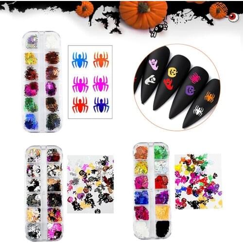 Newly Halloween Theme Sequins Creative DIY Nail Decoration Multipurpose Handmade Crafts Accessories Easy Operation