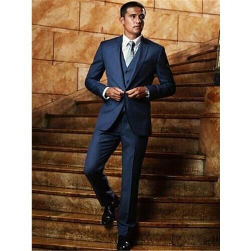 New Classic Men’s Suit Smolking Noivo Terno Slim Fit Easculino Evening Suits For Men Blue Groom Tuxedos Wedding Formal