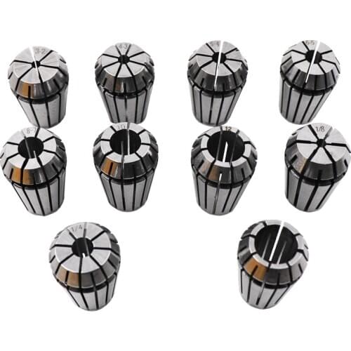 10PCS/Set (3-12mm+1/8‘’,1/4‘’,1/2‘’) ER20 ER Spring Collet Chuck for CNC Engraving Machine Milling Lathe Tool Holder