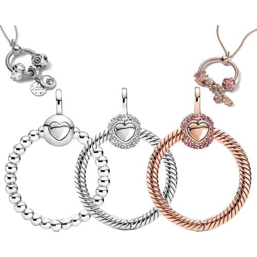 Fit Original Pandora Necklace 925 Sterling Silver Pendant 2020 Autumn New Zircon O Charms Women DIY Fashion Jewelry Gift