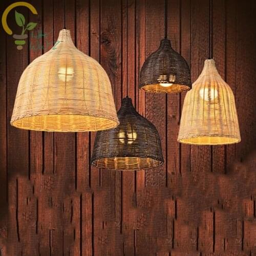 Chinese Rural Style Handmade Rattan Weaving Pendant Lights for Restaurant Cafe,Originality Bamboo Wrought Loft Hanging Lamp