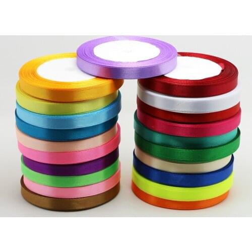 Hot saling 1roll/lot (25yards/roll) 10mm Silk Satin Ribbon For Wedding party cake Gift Decoration DIY Craft Wrapping Supplies