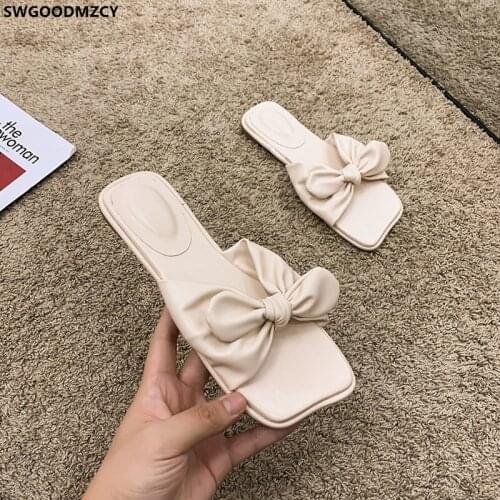 Butterfly Knot Beach Shoes Woman Slippers Ladies Slippers Slides Women Designer Slippers Women Summer 2021 Zapatillas De Mujer