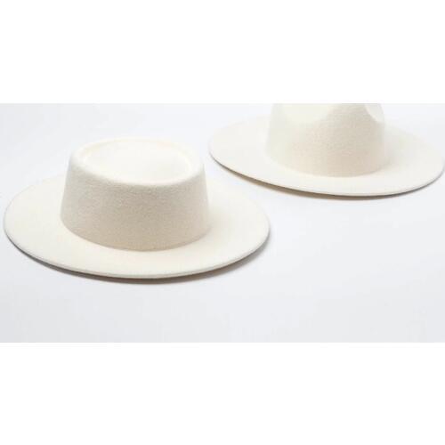 Women 100% Wool Felt Hats White Wide Brim Fedoras for Wedding Party Church Hats Pork Pie Fedora Hat Floppy Derby Triby Hats Base