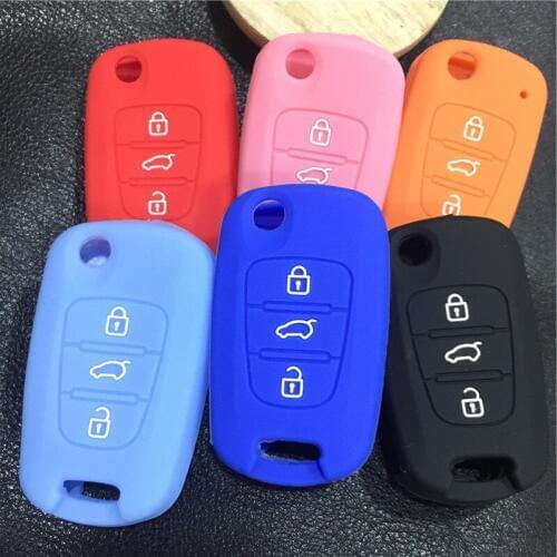 Silicone rubber car Key Case Cover Holder Protecting Bag For Kia K2 K5 Sportage Sorento SOUL Pro Ceed Cerato 3 Buttons key