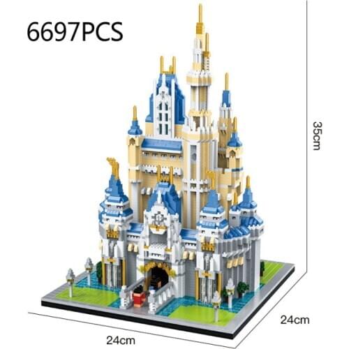 Create famous catoon paradise fairy tale castle micro diamond block nanobrick model building bricks toys colleciton for gift