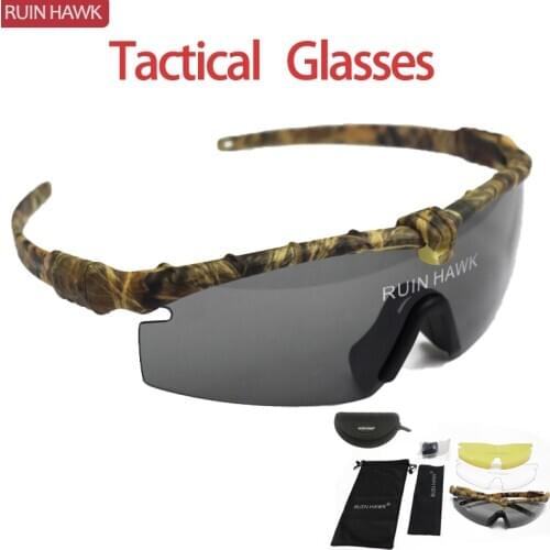 Military Sunglasses UV400 Protection Sunglasses Tactical Men Shooting Hunting Hiking Glasses Mens Outdoor Glasses 3 Lens