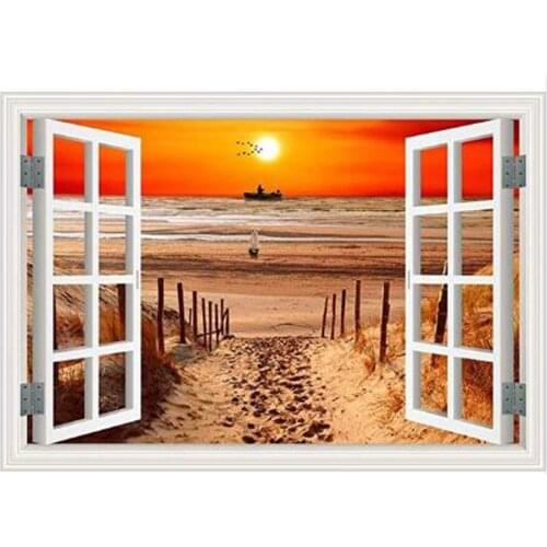 Outside the window needlework Diy Diamond Embroidery sunrise landscape 5D Diamond Painting sunset Mosaic cross stitch,art,Craft