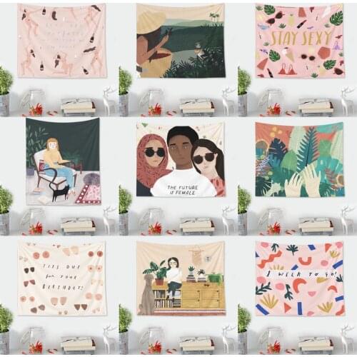 High Quality Tapestry Wall Hanging Decor Plant Leaf Cartoon Style Tapestries for Home Living Room Dorm Decorative 73*95cm