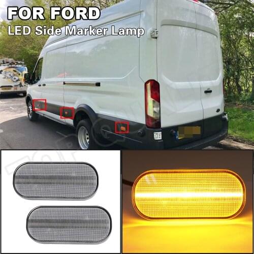 Replace OEM#:1832493 For Ford Transit MK8 2014 2015 2016 2017 2018 2019 Full Clear Lens LED Side Marker Light Lamps Canbus Amber