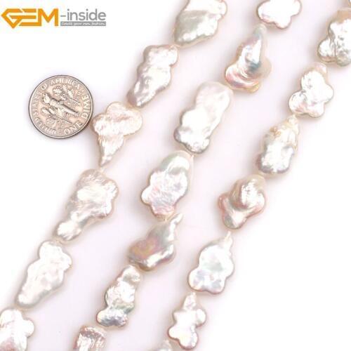 Gem-inside Natural White Pink Butterfly Animal Shape Nuclear Edison Pearls Beads for Jewelry Making 15inches DIY Jewellery