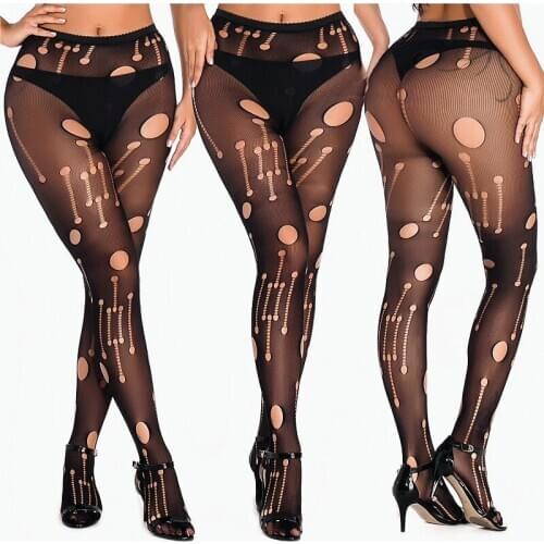 DOIAESKV Hollow Out Women Tights Sexy Lady Stockings Mesh Tattoos Jacquard High Waist Fishnet Transparent Pantyhose Plus Size