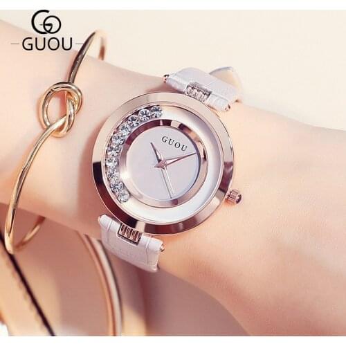 Womens Watch Fashion Temperament Water Diamond British Dial Belt Trend Simple Leather Ladies Watch