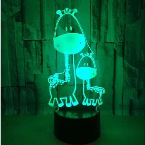 Giraffe Colorful 3D night light Acrylic Vision Colorful Children Gift 3d Lamp Childrens room decoration 3d Led Night Lamp