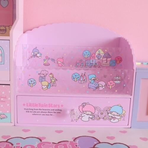 1pc Kawaii Cartoon Wooden Display Dolls Kit Jewelry Storage box