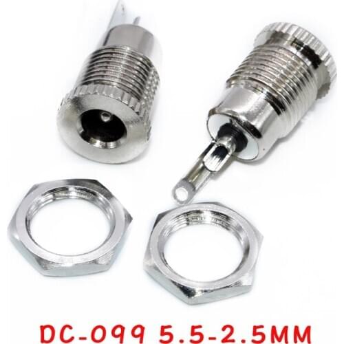 10pcs DC099 5.5x2.5mm DC Power Jack Socket Female Panel Mount Connector metal 5.5*2.5