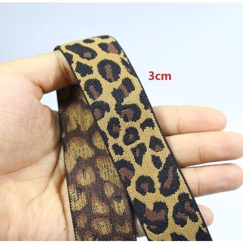 3cm 5cm wide elastic band Leopard jacquard 4 meters/lot diy clothes decorate flat belt rubber high quality