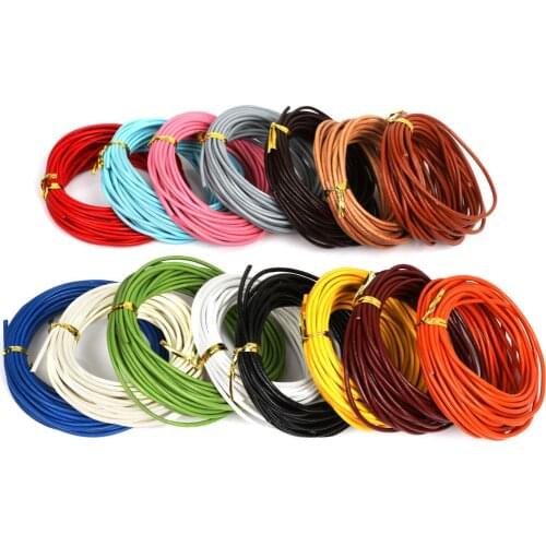 5meter/lot 2mm 16 Colors Genuine Leather Cord Round Thread String Rope For Jewelry Making DIY Bracelet Findings