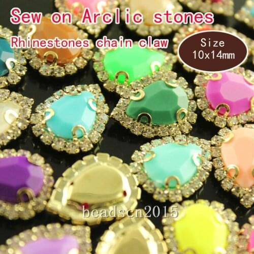 9p 10x14mm teardrop solid candy acrylic sew on rhinestones diamante sewing Gems stone beads button wedding dress Decorations