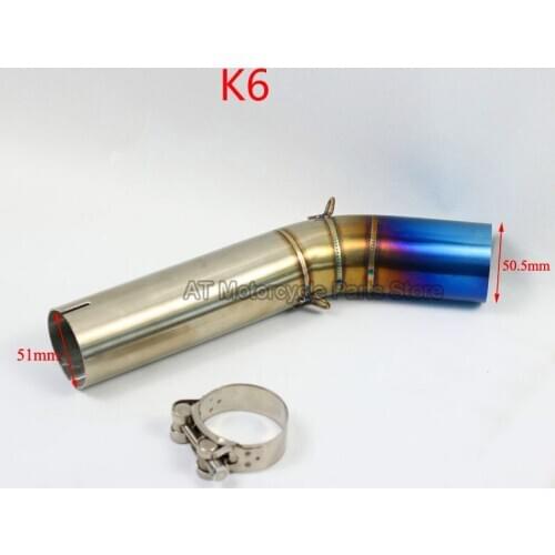 Motorcycle Exhaust Adapter Middle Link Pipe Connect Muffler Slip-on For SUZUKI GSXR 600 700 K6 K7 Stainless Steel Tube