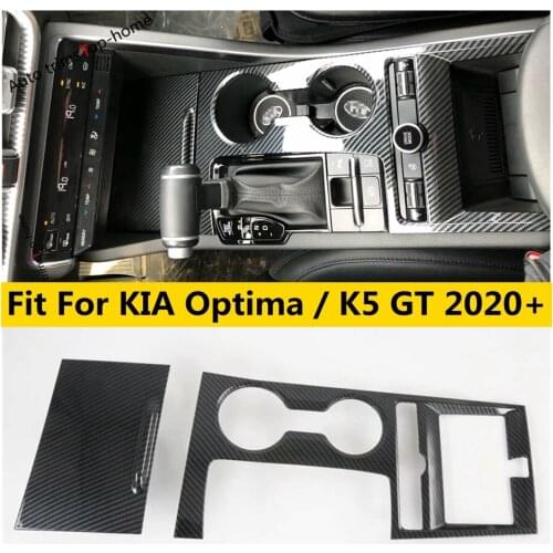 ABS Carbon Fiber Accessories For KIA Optima / K5 GT 2020 2021 Car Central Gear Shift Box Water Cup Panel Cover Trim Interior Kit